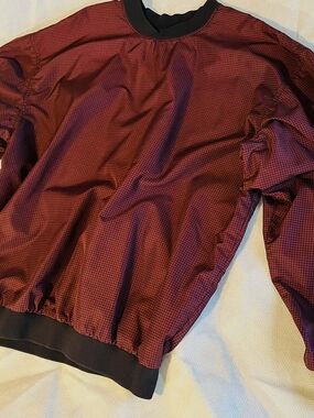 Men's Burgundy Check Bomber Jacket with Black Trim